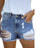 

Wholesale custom Denim Pants Women High Rise Distressed Jean Shorts