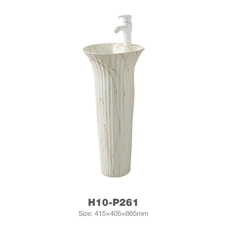 Factory Selling Pedestal Washbasin Ceramic Oval Shaped Bathroom Art Basin H10-P261