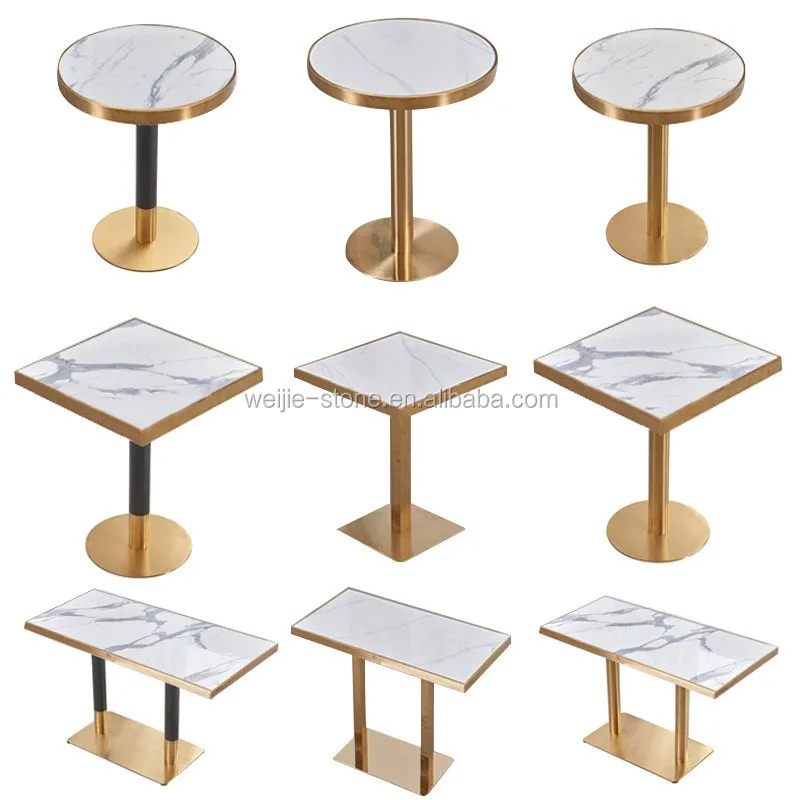 Luxury Modern Round Marble Dining Table with Stainless Steel Gold Base ...