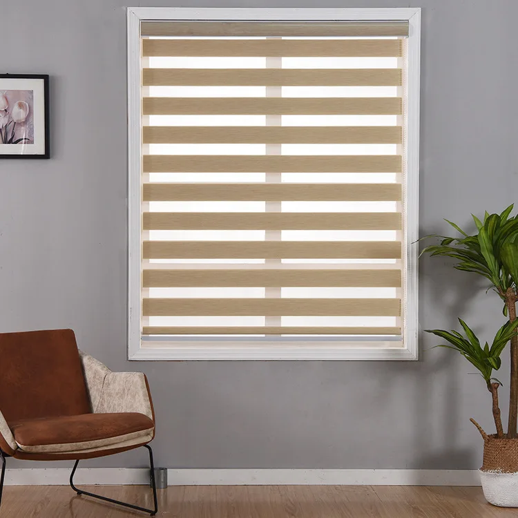 

hot sale double layer blackout indoor manual zebra curtain 100% polyester zebra roller blinds shades for windows, Various colors