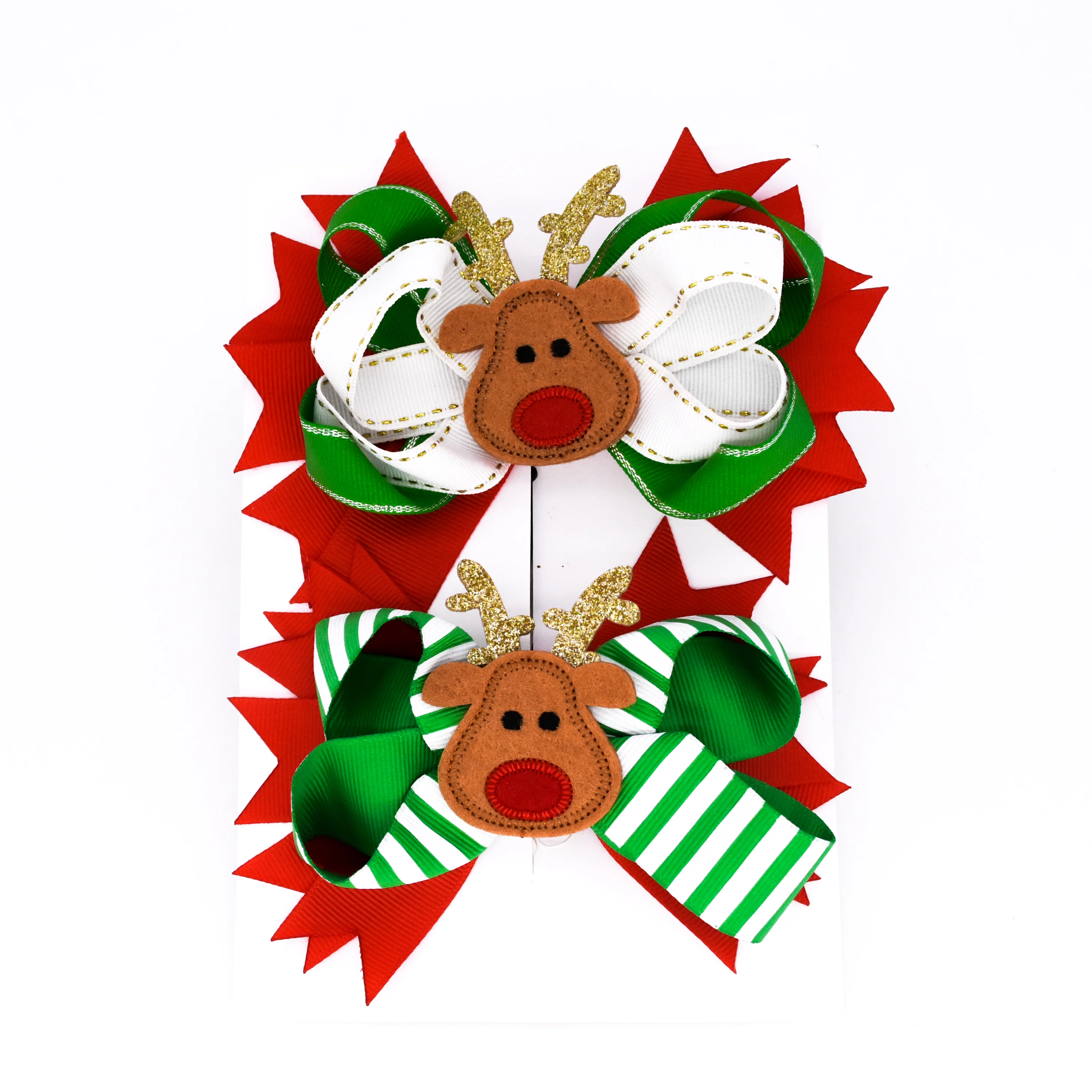 christmas moose style kids hair accessories grosgrain ribbon bow