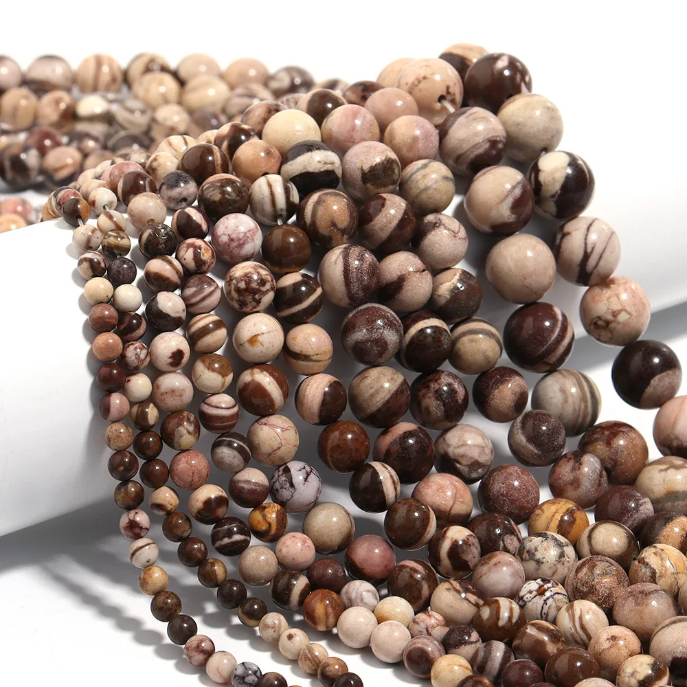 

Wholesale Cheap Natural Australian Zebra Jasper Loose Bead Strand For Jewelry Bracelet Making