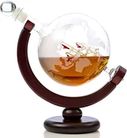 

Wholesale Borosilicate 850ml World Single Etched Globe Whisky Decanter