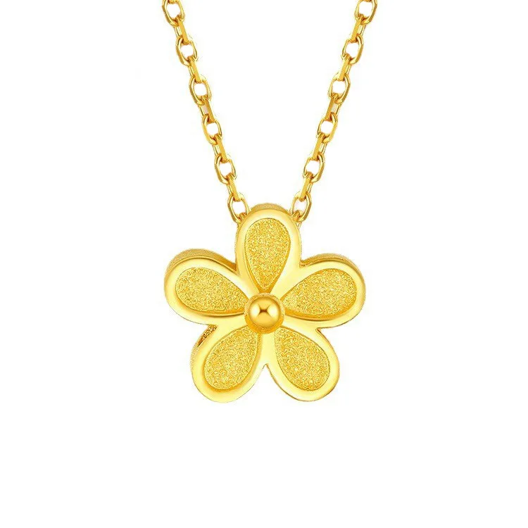

Certified Pure Gold 999 Cherry Blossom Flower Pendant Gold Fashion 3D Hard Gold Necklace Factory Direct Sales Female