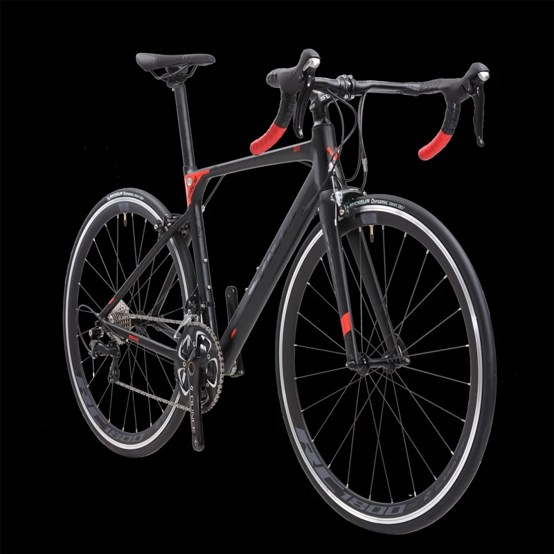 

SAVA 2021 Factory Wholesale Carbon Fork Road Aluminium Road Bike SORA R3000 18 Speed Bicycle, Black red, silver grey