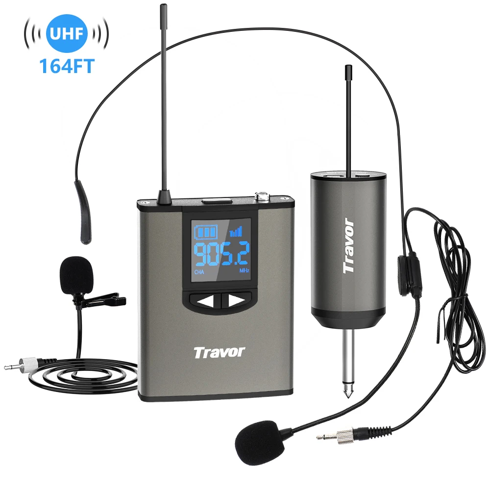 

Travor YM1 Professional Wireless Lavalier Mic System 164ft Range UHF Microfone Headset Lapel Microphone for Live Performances