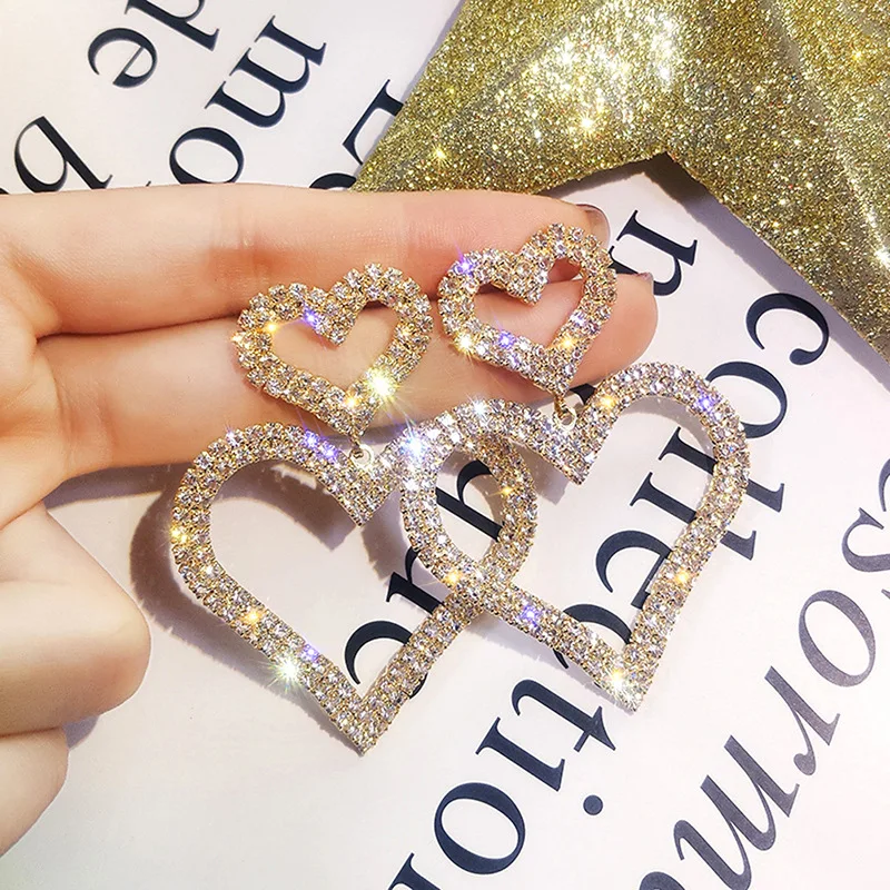 

Fashion Shiny Bling Crystal Sparkly Rhinestone Square Earring Tear Drop Earrings