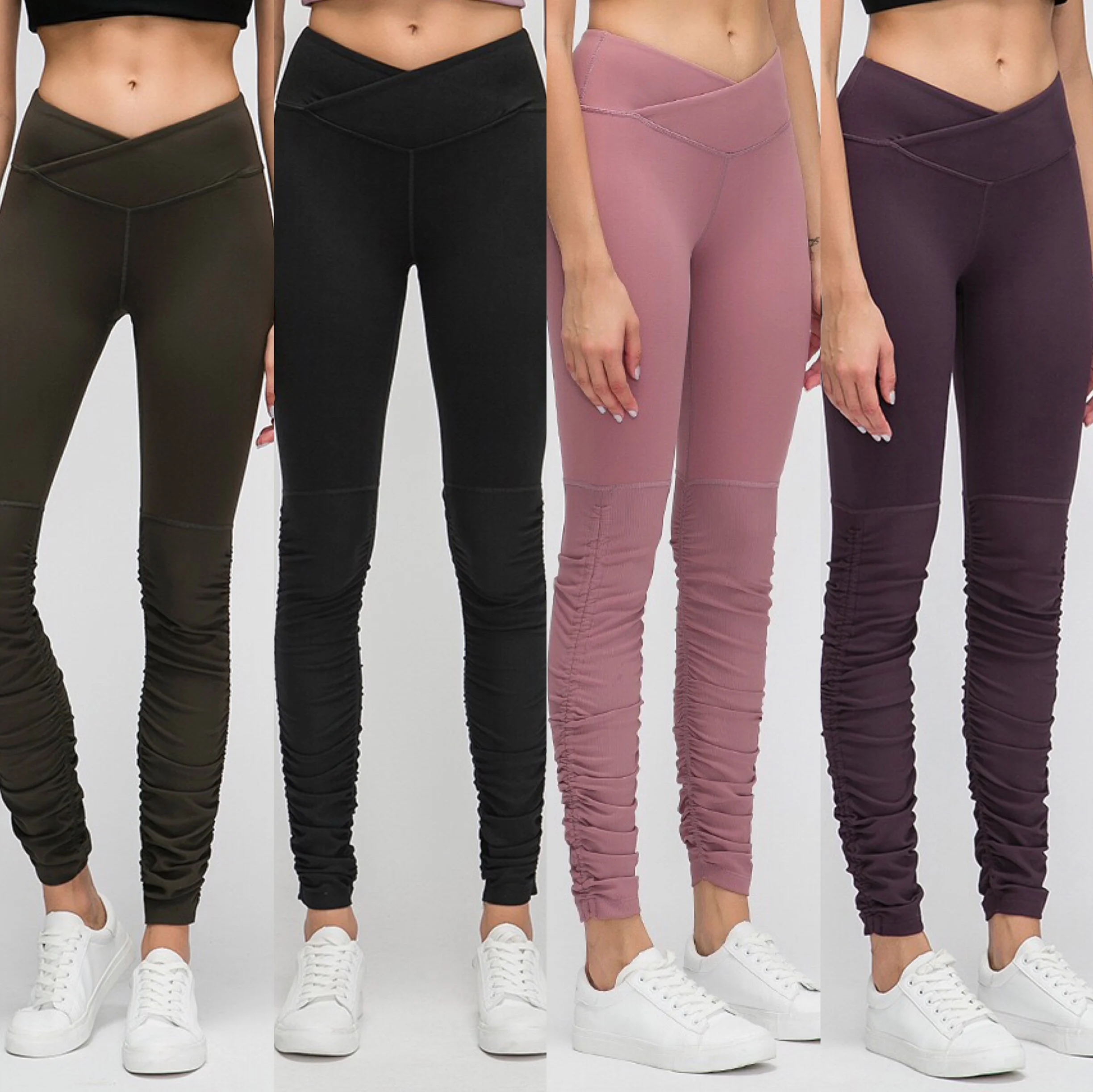 

BBDQ19090 The new winter women movement leggings tight folds run fitness yoga pants high elastic leggings