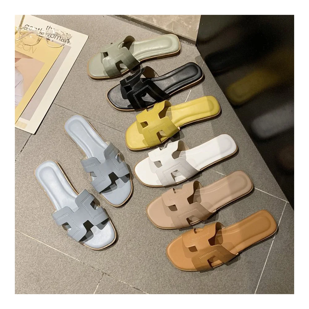

2021 New Arrival Women's Designer Sandals H Style Slippers Ladies Luxury Brand Shoes For Women, Solid color