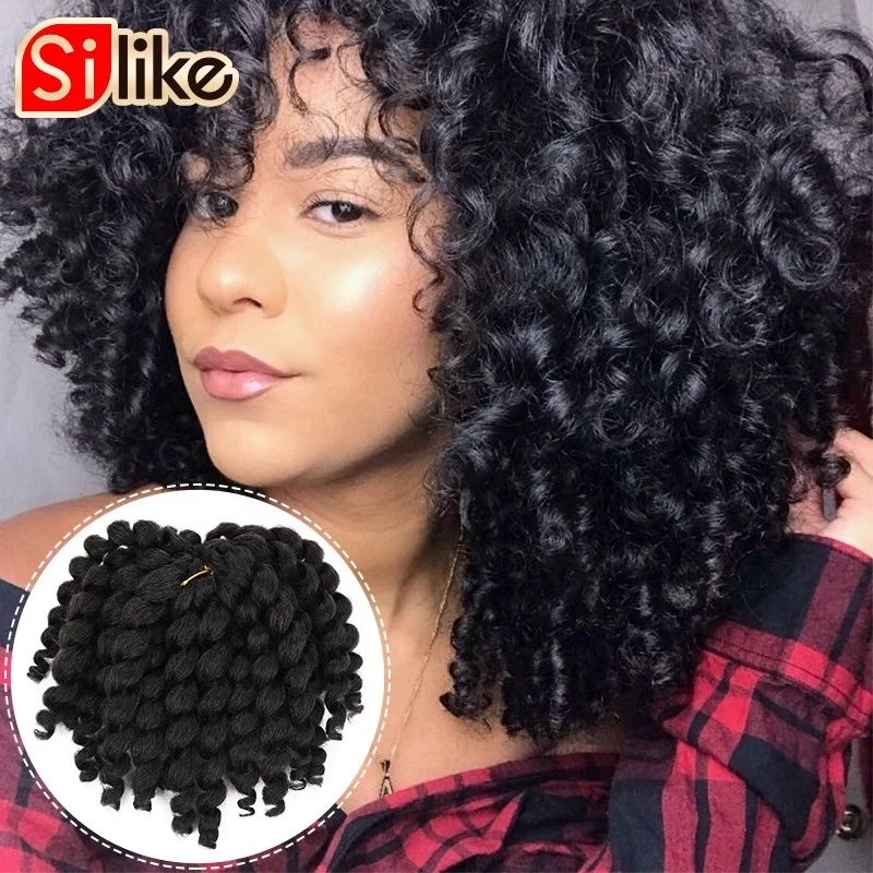 

Silike 8 inch Ombre Jumpy Curl Wand Crochet Braids 22 Roots Jamaican Bounce Synthetic Crochet Hair Extension for Black Women