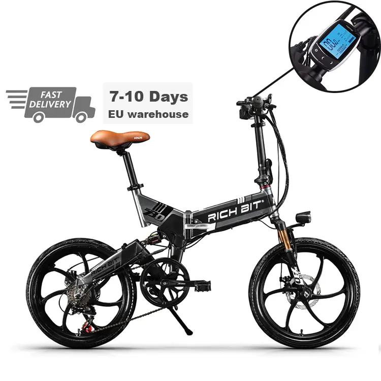 

7 Speed Rich Bit Electric Gray 48V 250W Folding Ebike Lithium Battery Electric Bicycle Europe Standard EN15194 Commuting Bike, Customizable