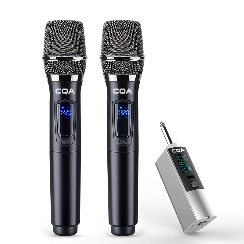 

CQA Wireless Microphone UHF Dynamic Handheld Karaoke rechargeable Mic for Singing Speaker