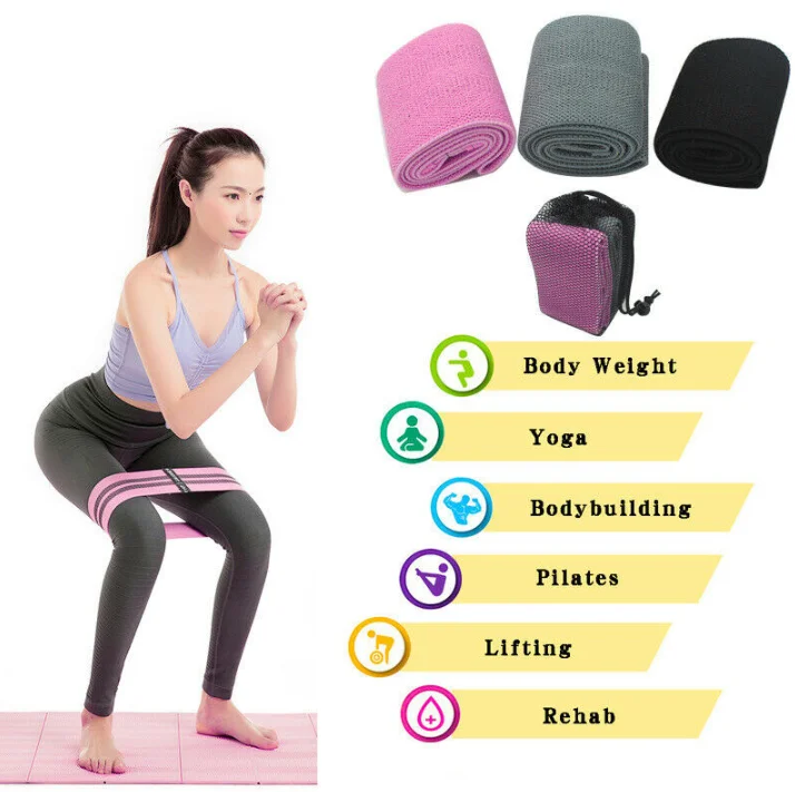 

Booty Bands Fabric Resistance Bands for Legs and Butt Hip Exercise Bands with Carry Bag, Green/pink/purple/gray