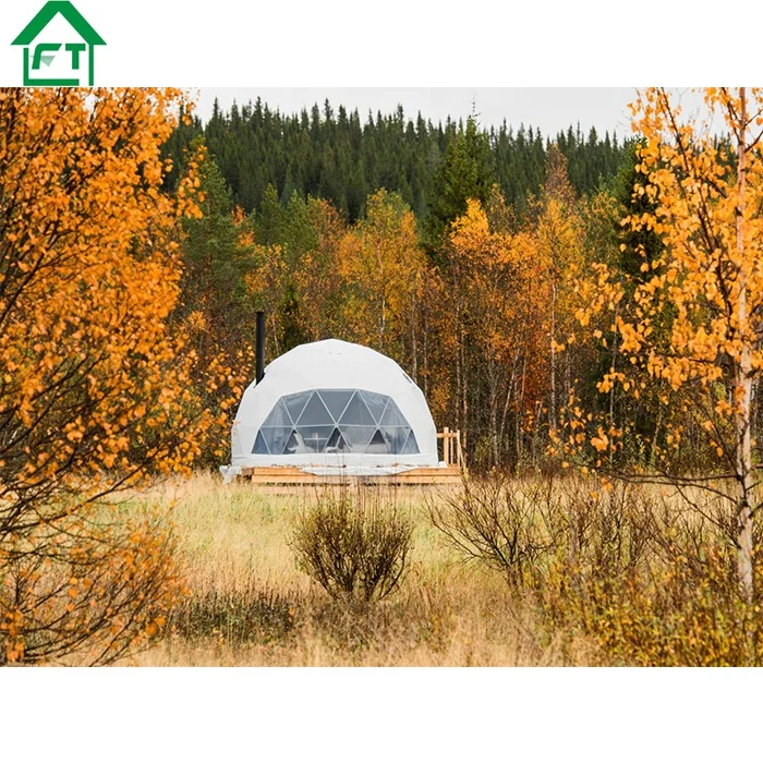 

Outdoor Camping Tent Glamping Dome Two Person Hotel Dome With Large Bay Clear Window, White