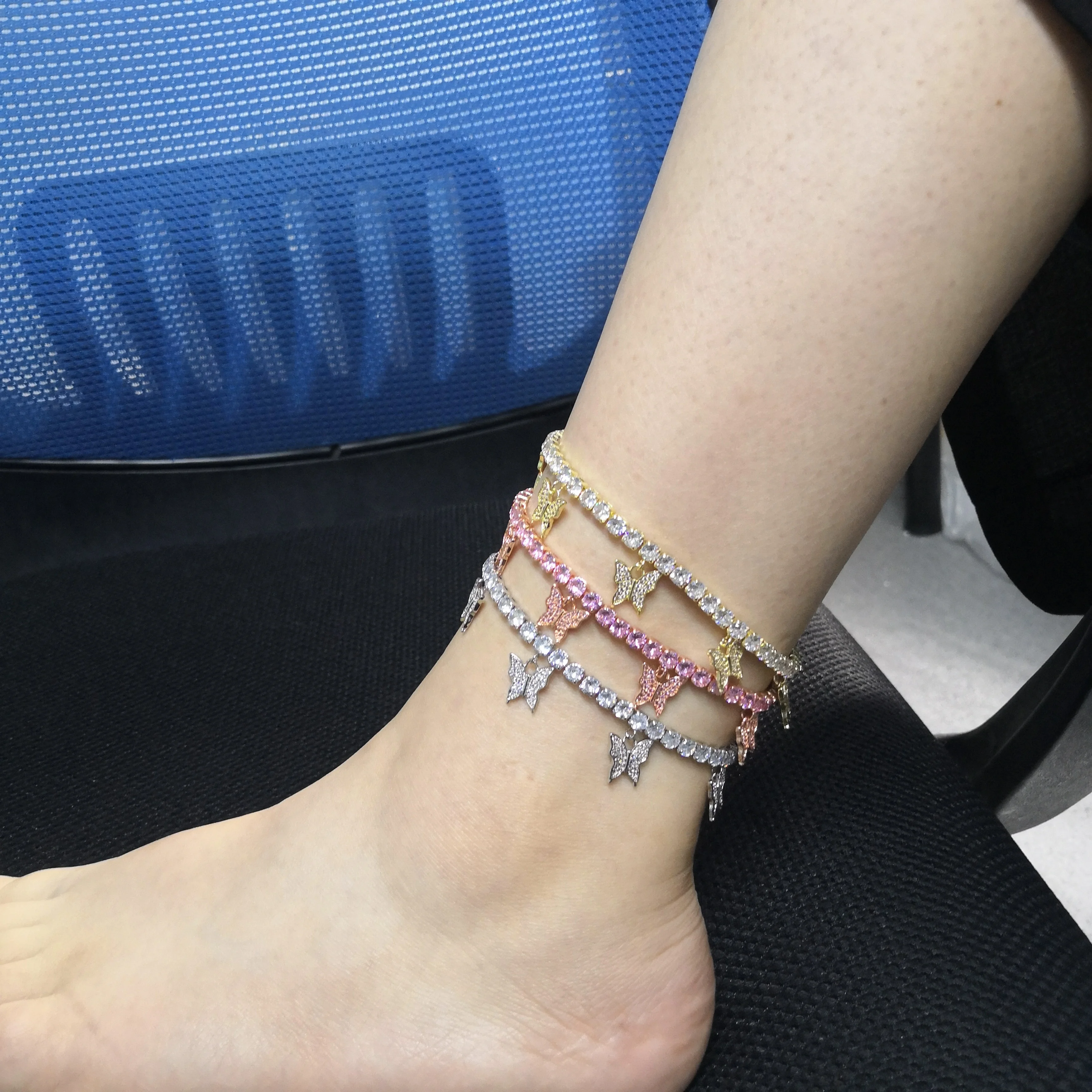 

Hottest factory wholesale fashion three color butterfly ZC anklet for women