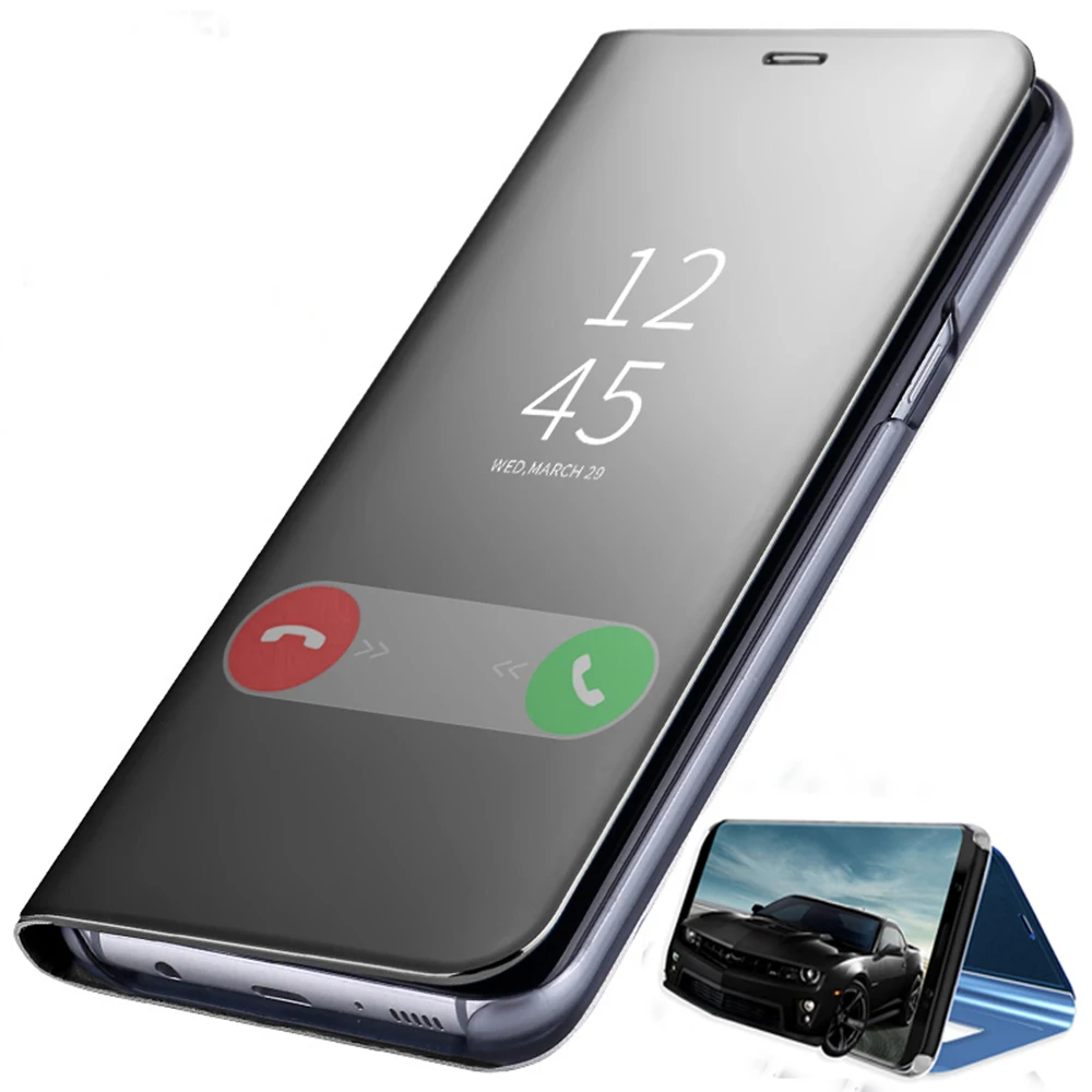 S9 Plus MIrror View Smart Shiny Plating Flip Case For Samsung