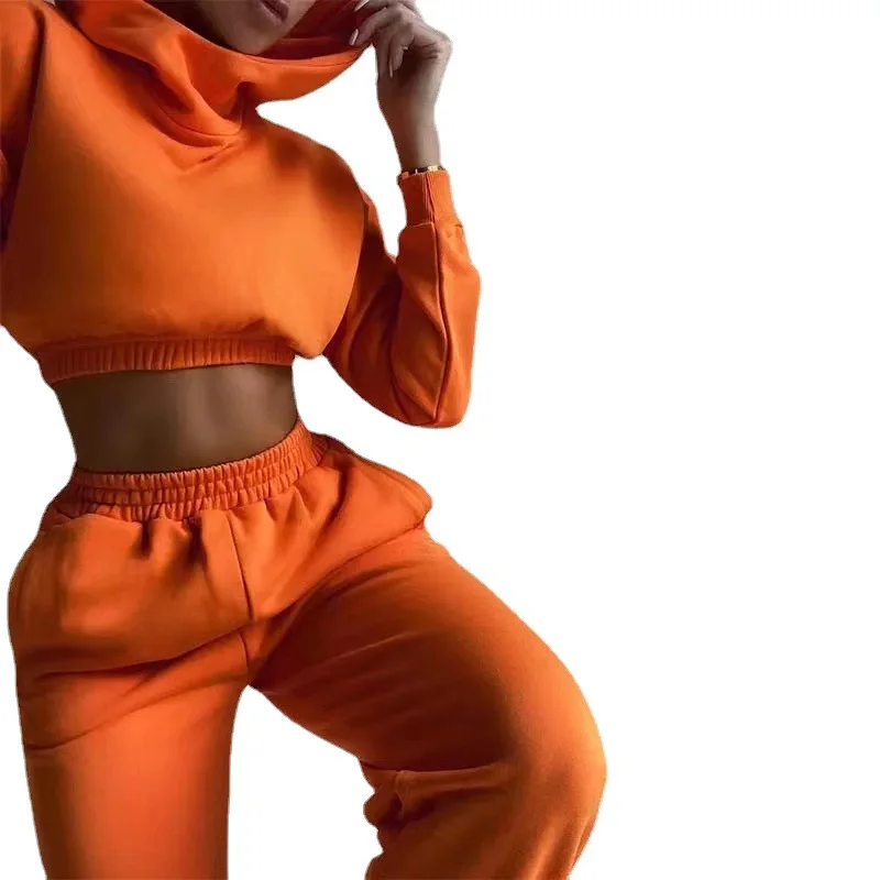 

Ladies Long Sleeve Sweatsuit Fall Gym Jogger Tracksuit Two Piece Set Women