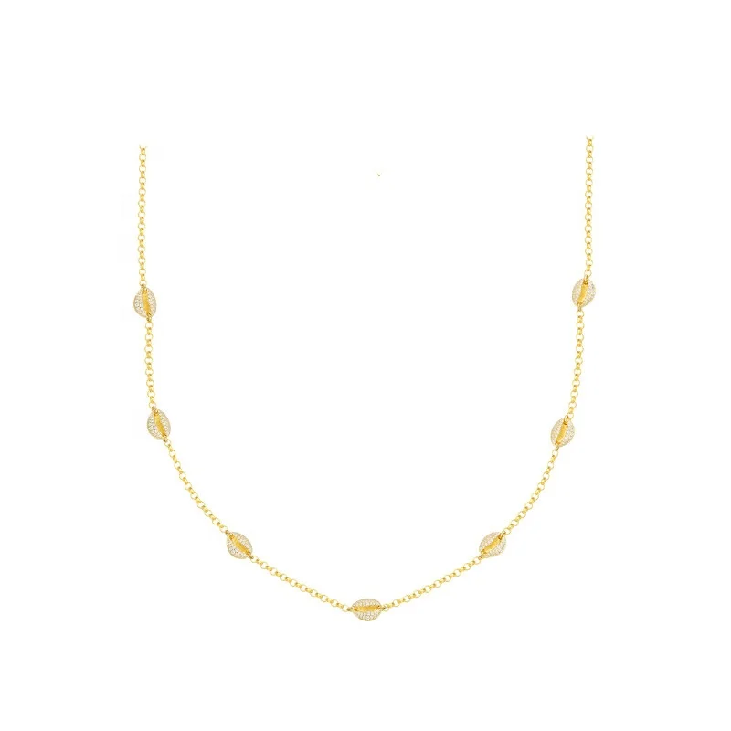 

LOZRUNVE 925 Sterling Silver Fashion Rhodium Shell Choker Gold Plated