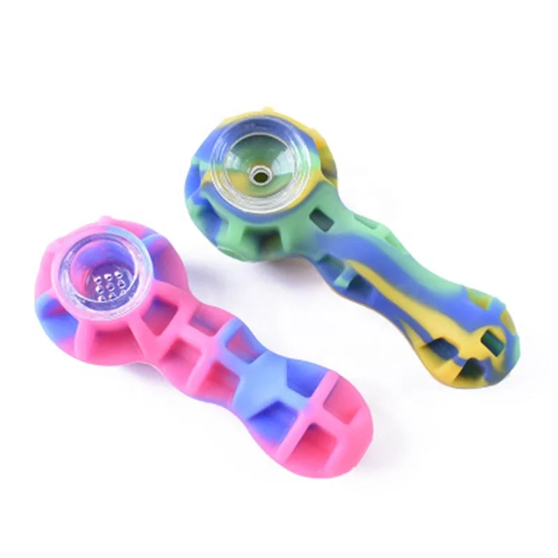

Camouflage Silicone Smoking Pipe Creative Portable Washable Tobacco Pipe, Random