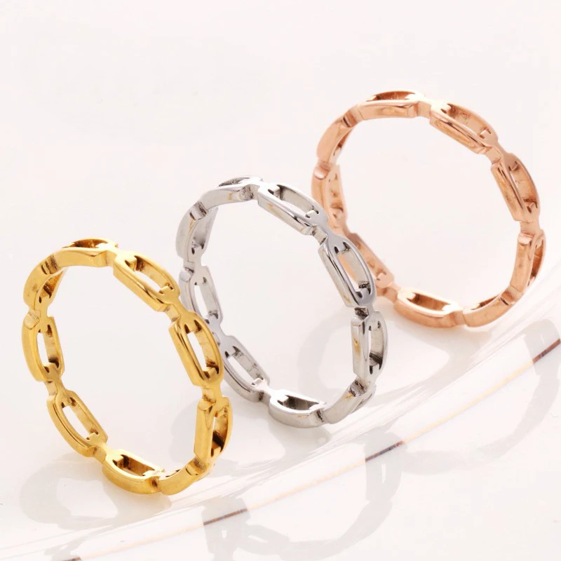 

New stainless steel titanium steel cutting blade men hip hop manufacturer Rose Gold Stainless Steel Ring For Fashion Men Women