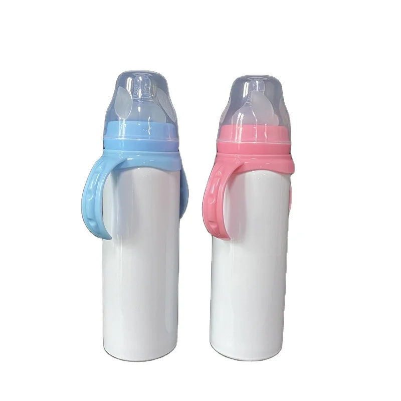 

Custom logo 8oz sublimation sipper stainless steel baby feeding bottle with lid, Customized color