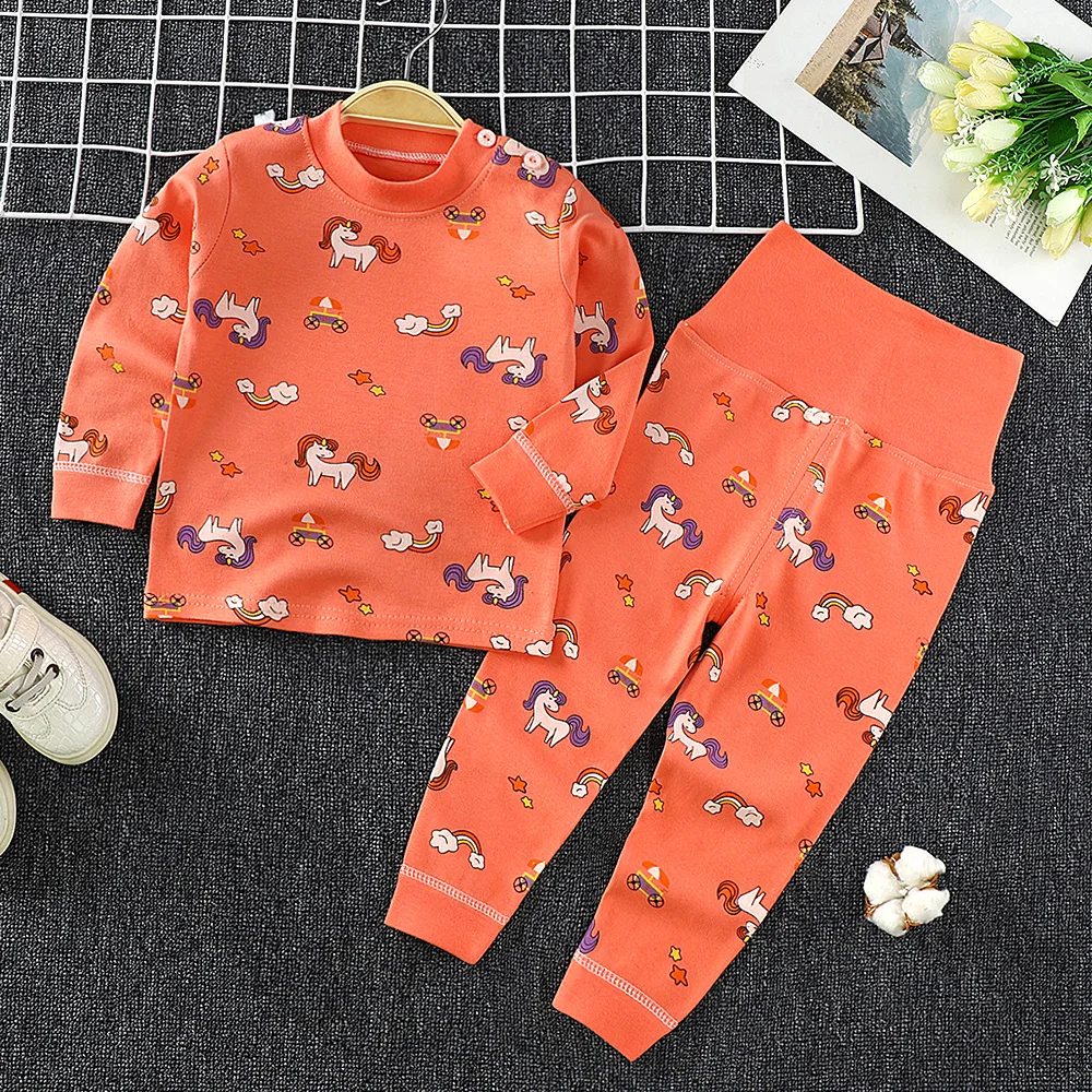 Wholesale Cute Kids Boys Sleepwear Cartoon Print Striped Pajama Set