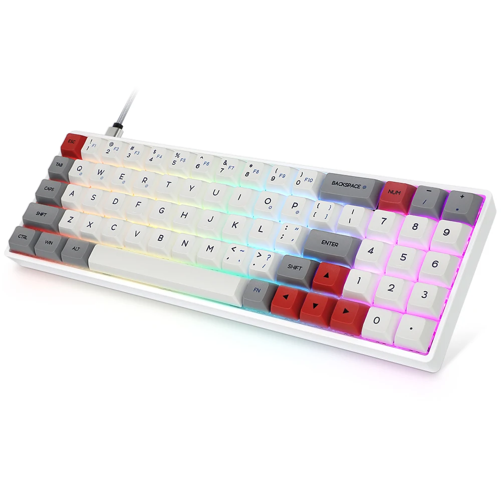 

Hotswap SK71 Gateron switch gk71 slim 71keys colorful backlights SKYLOONG ergonomic gaming mechanical keyboard, Black/ white