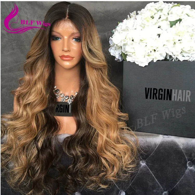 4 27 Ombre Color Water Wave 100% Brazilian Human Hair Full Lace Wig