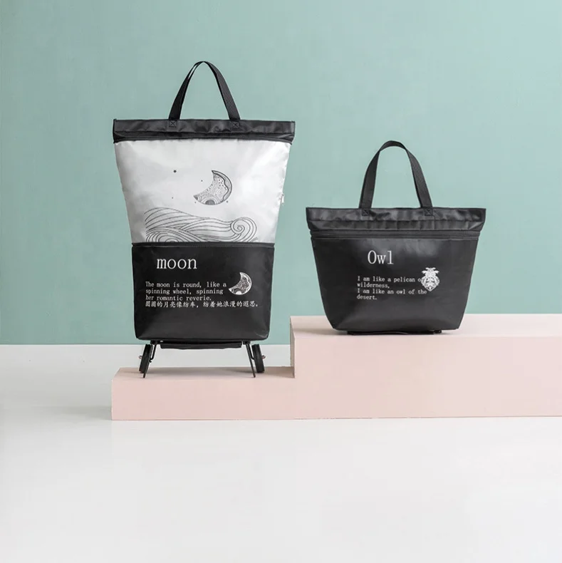 

Custom eco-friendly reusable foldable shopping bag with logos trolley wheel bag shopping trolley bag with wheels