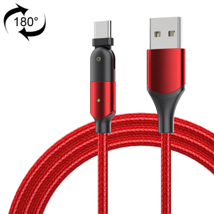 

Wholesale Price 3A USB to USB-C / Type-C 180 Degree Rotating Elbow Charging Cable