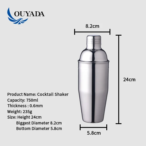 
OUYADA 750ml stainless steel cocktail shaker 