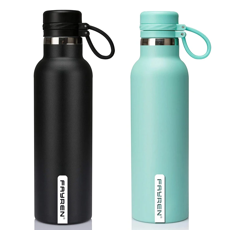 

FAYREN stainless steel vacuum insulated sports water bottle with rubber rope for sport, Customized