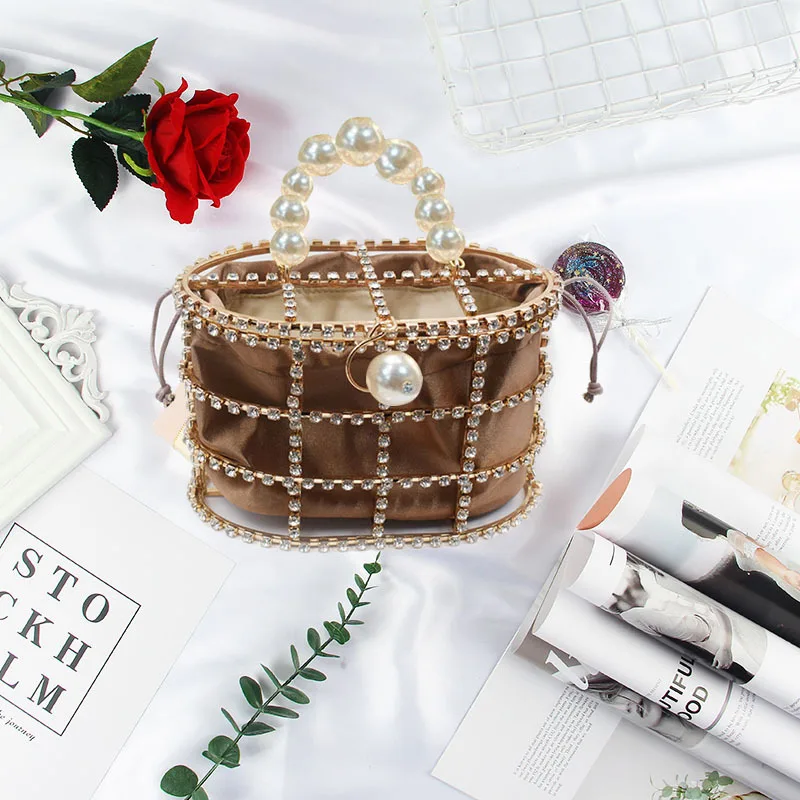 

Latest handbag women pearl handbag crystal handbag
