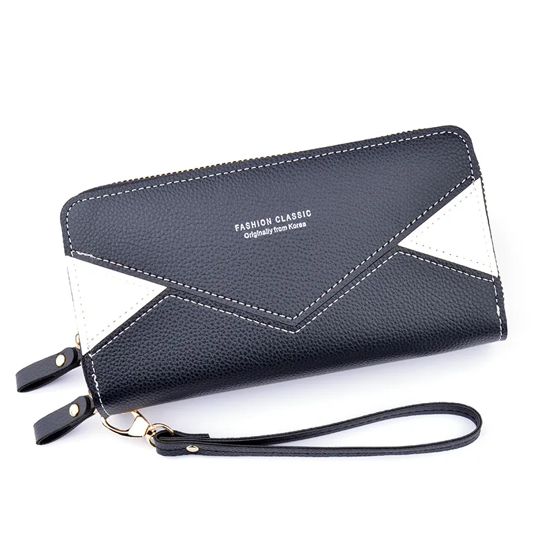 

New Arrival Long Double Zipper Mens Card Wallet Vintage Style Clutch wallet for Women, As pic or customized