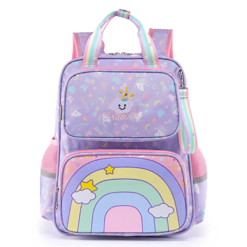 

Multi-layer Storage Custom Wholesale Kid Backpack School Bag Girl, Purple,pink