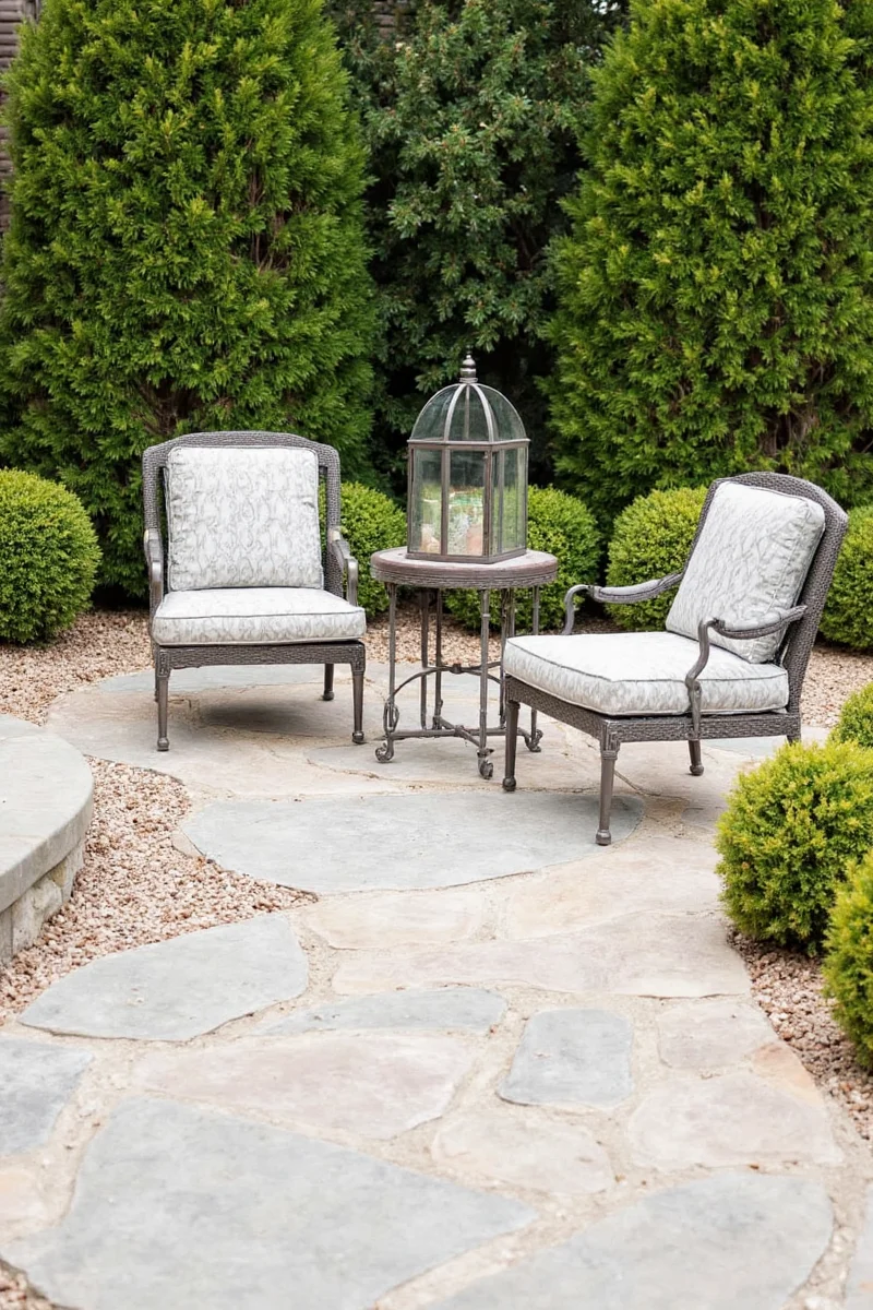 Outdoor Rug on Flagstone Section