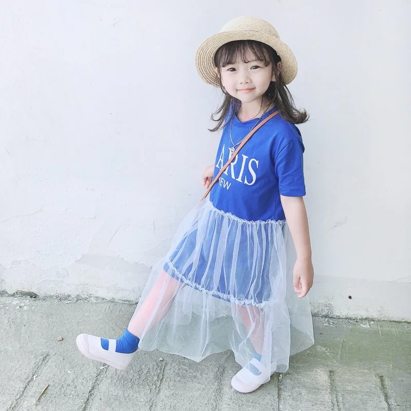 

New fashion toddler Girls summer ruffled short sleeve letter printed tulle t shirt dress, Picture shows