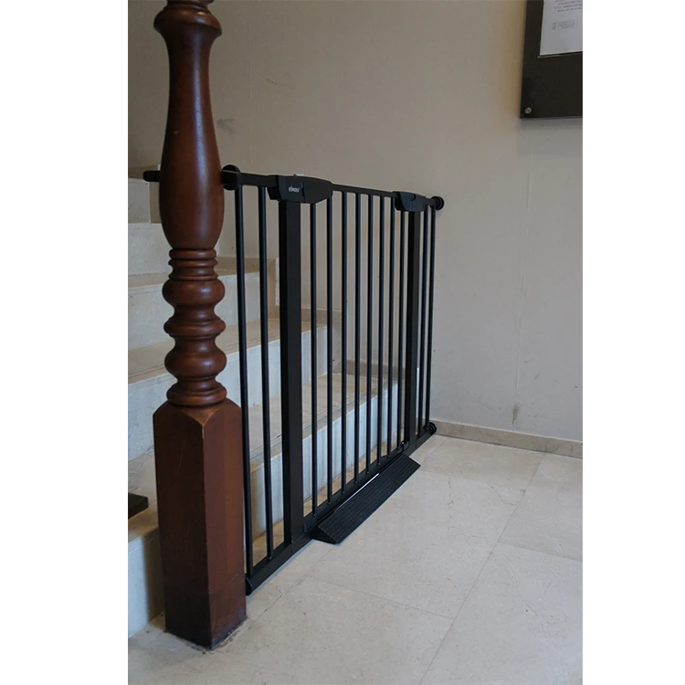 

Custom metal baby barrier for stairs other baby supplies indoor safety gates auto close safety baby gate, Black