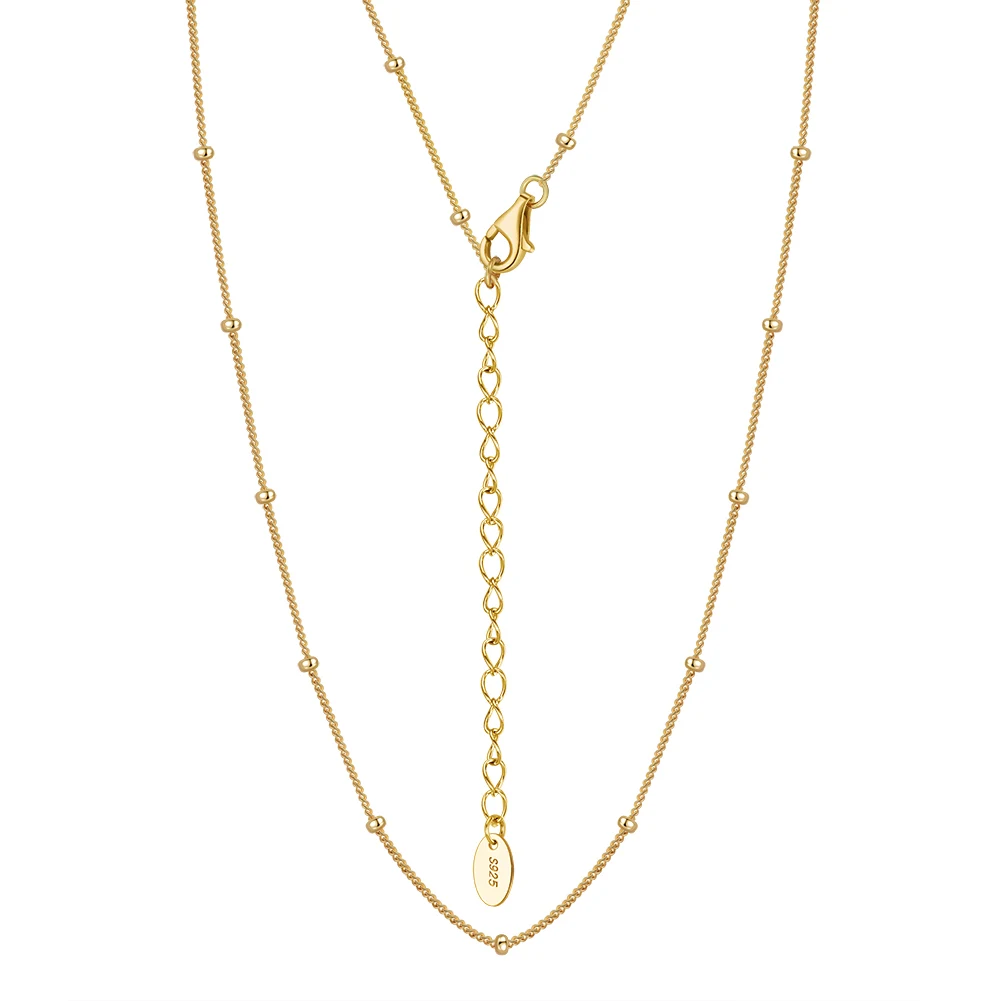 SC65 Minimalist Wholesale Jewelry Custom Chain Necklace With Bead Ball 14K Gold Plated 925 Silver Chain Necklace for Women