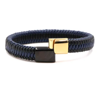 

Best Seller Retro Men Jewelry Stainless Steel Leather Bracelet Handmade Braided Genuine Leather Bracelet