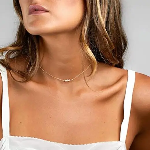 

Mini Neck Chain Pendant Exquisite Handmade Pearl Necklace for Women