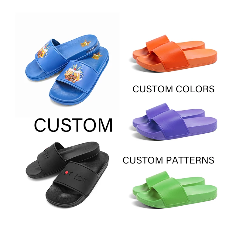 

Custom Logo Printing Beach Summer Sandals General Pvc Slippers Embossing Men's And Women's Custom Bathroom Slides Hit Men