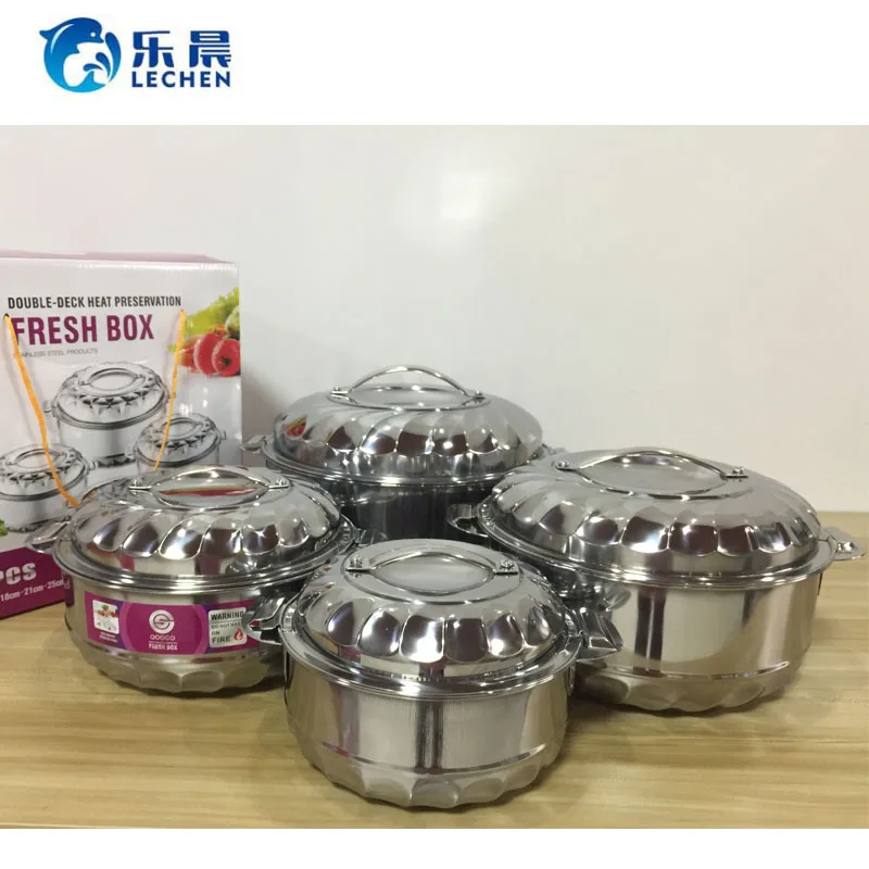

Stainless Steel Food Warmer hot pot set kitchen Lunch Box Container Double Heat Preservation Pot Food Warmer 3pcs 4pcs set, As photo