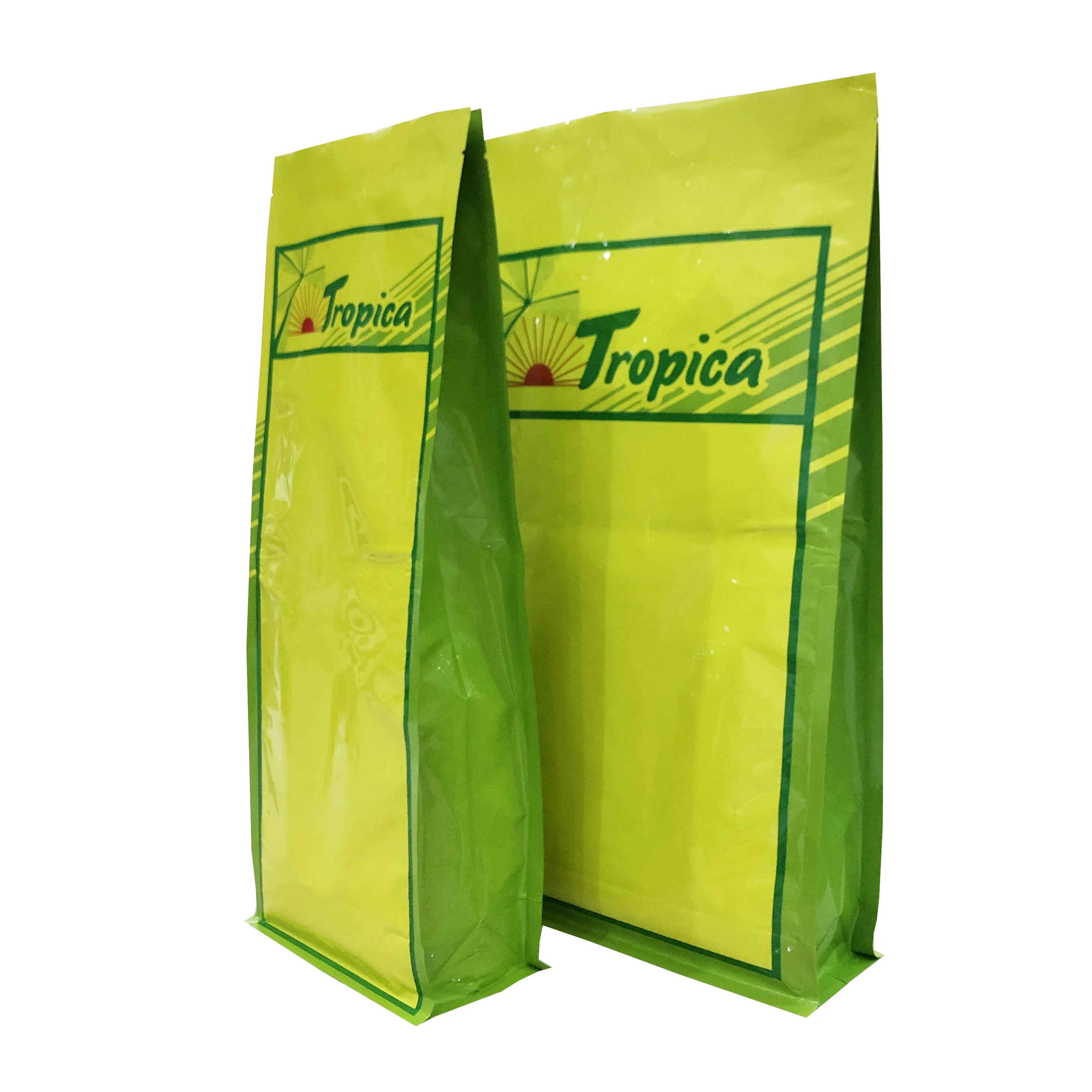 Customized Green Eco-friendly Doypack Resealable Square Bottom Stand Up Pouch Food Grade Chia Seeds Bags