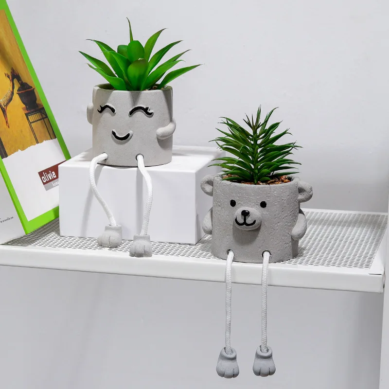 

Wholesale home decor face artificial plant small indoor artificial succulent potted plant