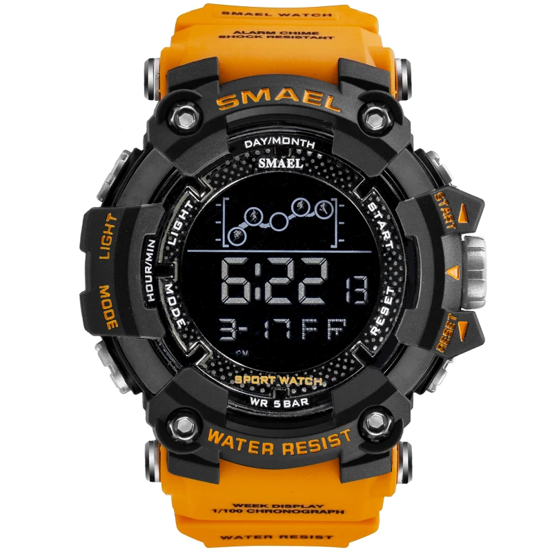 

2021 Smael 1802 military sport LED digital man wristwatches 5ATM water resistant with TPU rubber strap