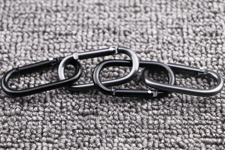 5cm Black and Gunblack Matte Grey  Oval Shape Carabiner
