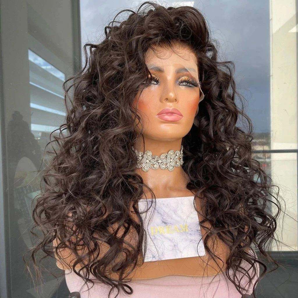 

Dark Brown Loose Wave Human Hair 13x6 Deep Part Lace Front Wigs with Preplucked Baby Hair 180 Density Peruvian Remy Human Hair