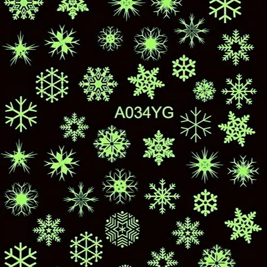 

Paso Sico Luminous Glow Nail Products Fashion 3D Nail Sticker Custom Christmas Snowflake Nail Art Stickers