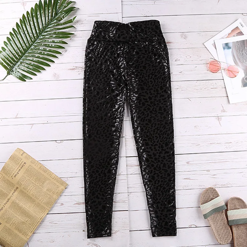 

2020 Autumn New Animal Print Plus Size Stretch Tight-fitting Leather Pants Women Nine-point Leggings Women